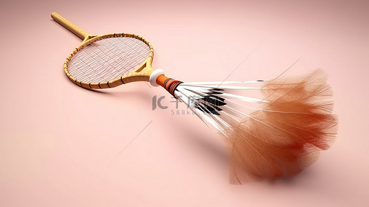 羽毛球拍背景图片_羽毛球拍和羽毛球的 3d 渲染