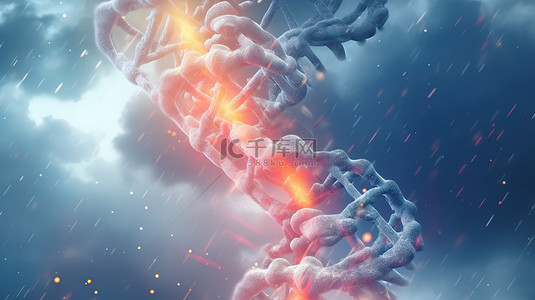 基因医疗背景图片_DNA 链的 3D 渲染概念和研究