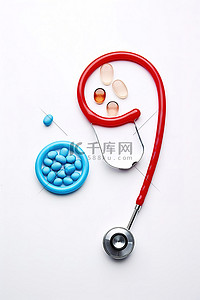 中药背景图片_白色背景中药​​物旁边的医用听诊器