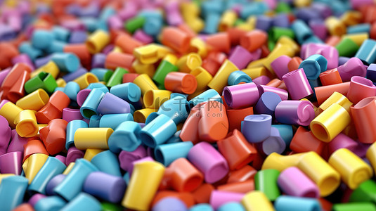 多彩多姿的迷你口香糖的 3D 插图作为充满活力的背景