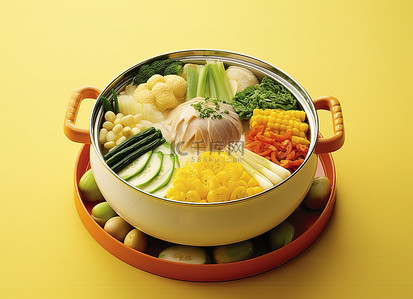 生态蔬菜背景图片_一个碗，里面装满了蔬菜和食物