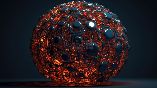 由多个圆形构成的未来球的抽象 3D 渲染