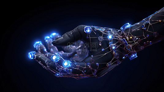 2022年9月份电脑壁纸背景图片_持有连接到全球业务网络的设备的机器人的 3D 渲染