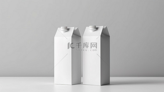 纸箱打包背景图片_白牛奶和果汁纸盒的真实 3D 渲染，用于可定制的设计模型