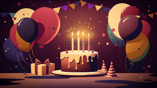 生日气球蛋糕背景