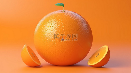 有机农业背景图片_有趣的 3D 卡通风格渲染中的有机橙色球体