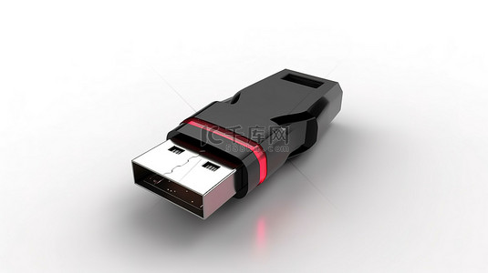 白色背景 USB 闪存驱动器的 3D 插图