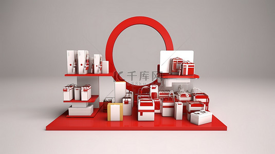银行产品背景图片_在 3d 渲染中可视化的在线购物和产品