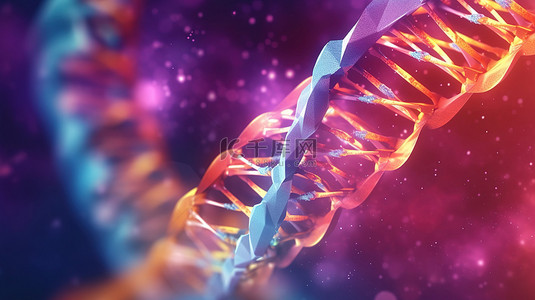 基因dna背景图片_数字插图中 DNA 结构的充满活力的 3D 渲染突出了医学概念