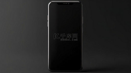 智能黑色背景背景图片_黑色背景隔离智能手机模型，带有 3D 呈现的空白屏幕