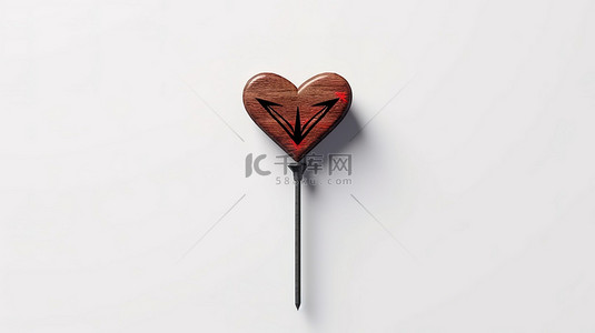爱情丘比特之箭背景图片_白色背景上孤立箭头和心的 3d 插图