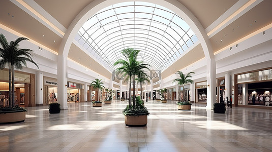 商场货架背景图片_购物中心室内设计的 3D 渲染