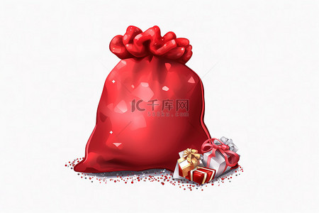 圣诞圣诞老人袋红色圣诞老人的麻袋透明背景png剪贴画
