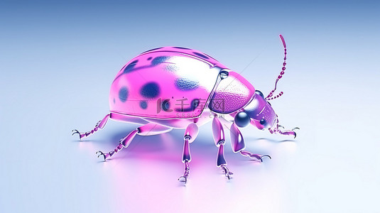 卡通的瓢虫背景图片_双色调风格逼真的粉红色瓢虫的令人惊叹的 3D 渲染