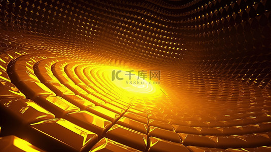 3d 中所示的辐射光背景中的金色照明 3d 技术纹理