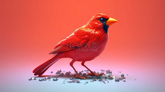 剪贴画鸟背景图片_猩红色鸟类的三维插图