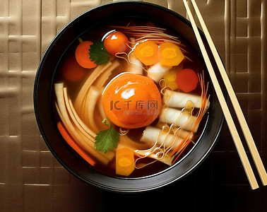 餐具筷子背景图片_摆着一碗筷子的肉汤