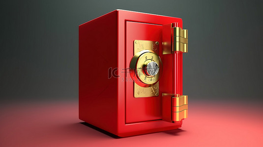银行箱的 3D 插图确保您的资金安全