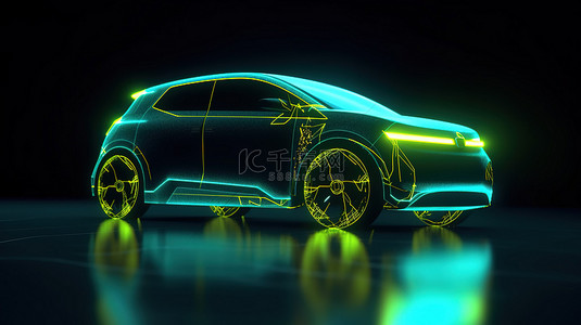 特斯拉汽车背景图片_行驶中的电动汽车的 3D 插图