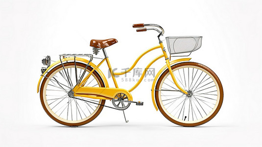 经典白色自行车复古风格与 3D 渲染