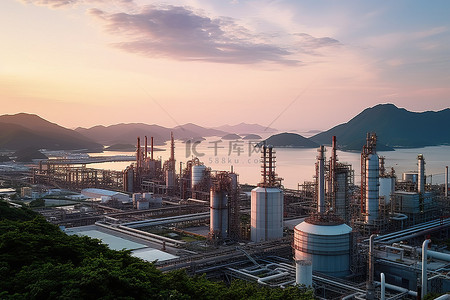 神奈川背景图片_福建国民馆神奈川炼油厂的日落