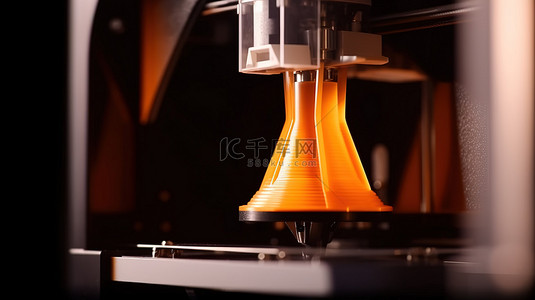 背景模糊的 3D 打印机打印头打印体积细节的特写视图