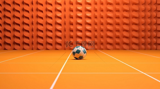 竞技游戏背景背景图片_极简卡通足球场的 3D 渲染，非常适合竞技比赛