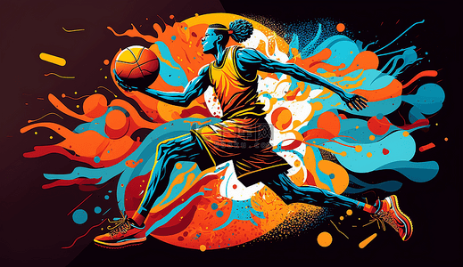 卡通球类运动背景图片_篮球运动背景热情动感活力