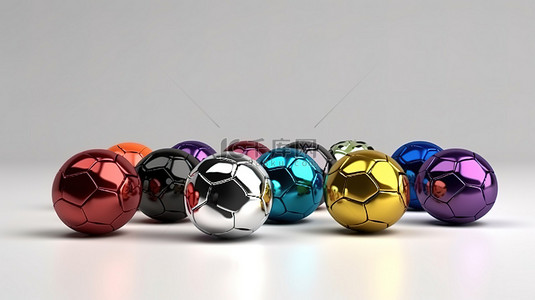 充满活力的 3D 渲染足球是孤立物体的简约现代插图