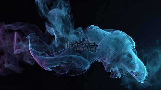 蒸汽波背景图片_带阴影的有机烟雾形式 3d 渲染数字模拟