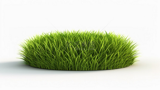 白色隔离表面与郁郁葱葱的绿色草坪的 3d 插图