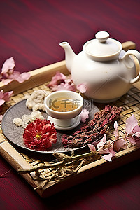 中国 中国茶，托盘上有 tisane