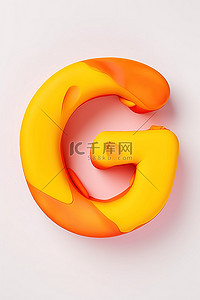 橙色英语背景图片_白色表面上涂有黄色和橙色的粉红色字母 g