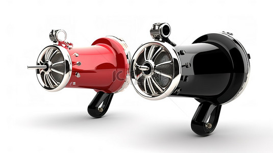 警笛喇叭背景图片_红色和黑色老式自行车气喇叭的 3D 渲染
