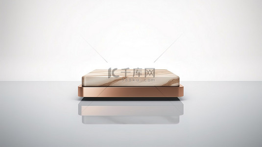 桌子图标背景图片_白色大理石讲台上的青铜床图标非常适合网站社交媒体和演示