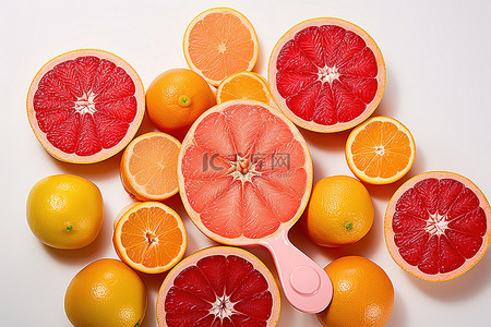 水果柚子背景图片_橙片柠檬片和柚子