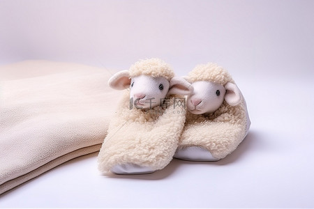 人和小羊背景图片_毯子上有一只穿着拖鞋的羊