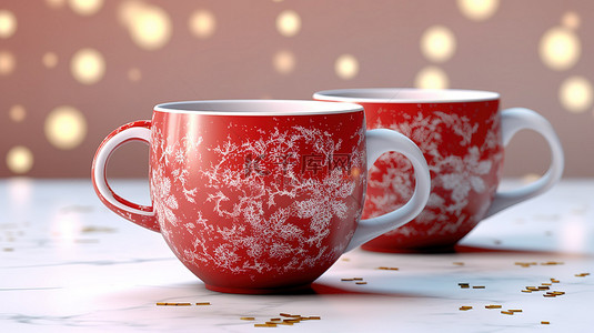 充满活力的红茶杯的 3D 渲染模型