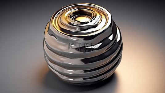 具有逼真纹理的六角形螺旋扭曲的机载金属罐的 3D 插图