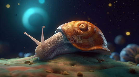 宇宙中的梦幻蜗牛 3D 加密货币插图