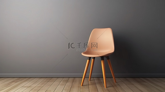 书房壁纸背景图片_室内设计灵感木腿椅子作为绘画或壁纸背景3D 渲染