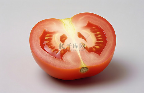 半片番茄放在红皮表面
