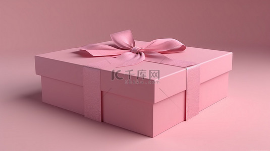 3D 渲染粉色礼品盒，配有女性粉红丝带