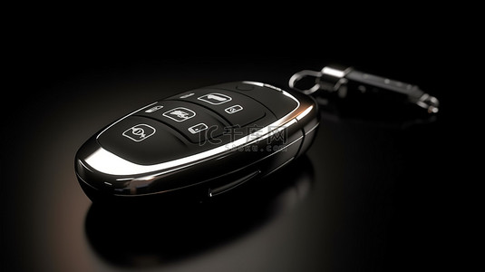 在黑色背景下以 3d 呈现的车钥匙或遥控器