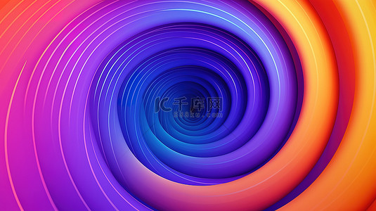 渐变漩涡背景图片_橙色和蓝色 3d 渲染渐变背景上橙色蓝色和紫色的充满活力的螺旋