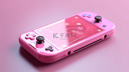 游戏机屏幕背景图片_时尚粉色游戏手机的 3D 渲染