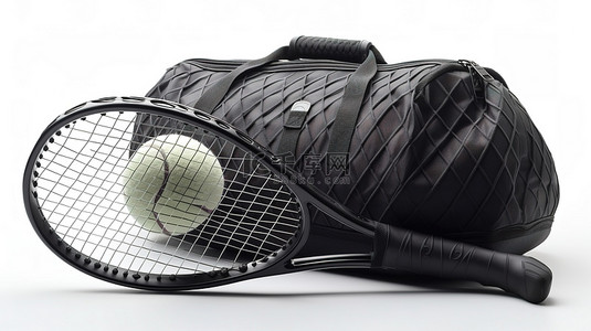 带球拍和球的 3d 渲染网球包非常适合体育比赛和网球学校
