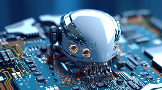 3d 渲染 Android 机器人与计算机技术和 CPU 芯片