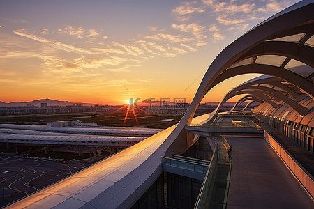 仁川国际机场背景图片_河田国际机场日落