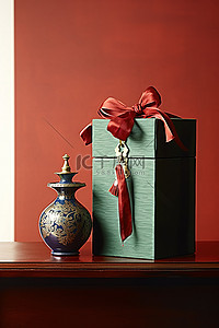 青瓷背景图片_梳妆台上的礼品盒